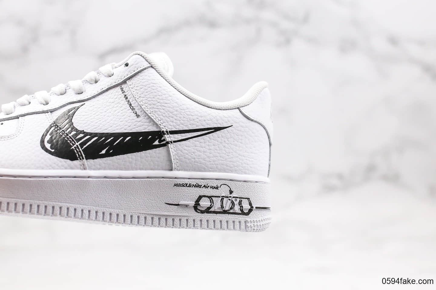 air force 1 schematic white black sketch纯原版本低帮空军一号二