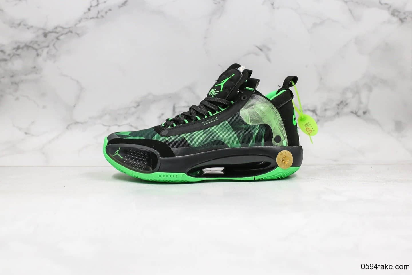 乔丹airjordan34公司级版本实战篮球鞋aj34黑绿配色官方原盒带气垫