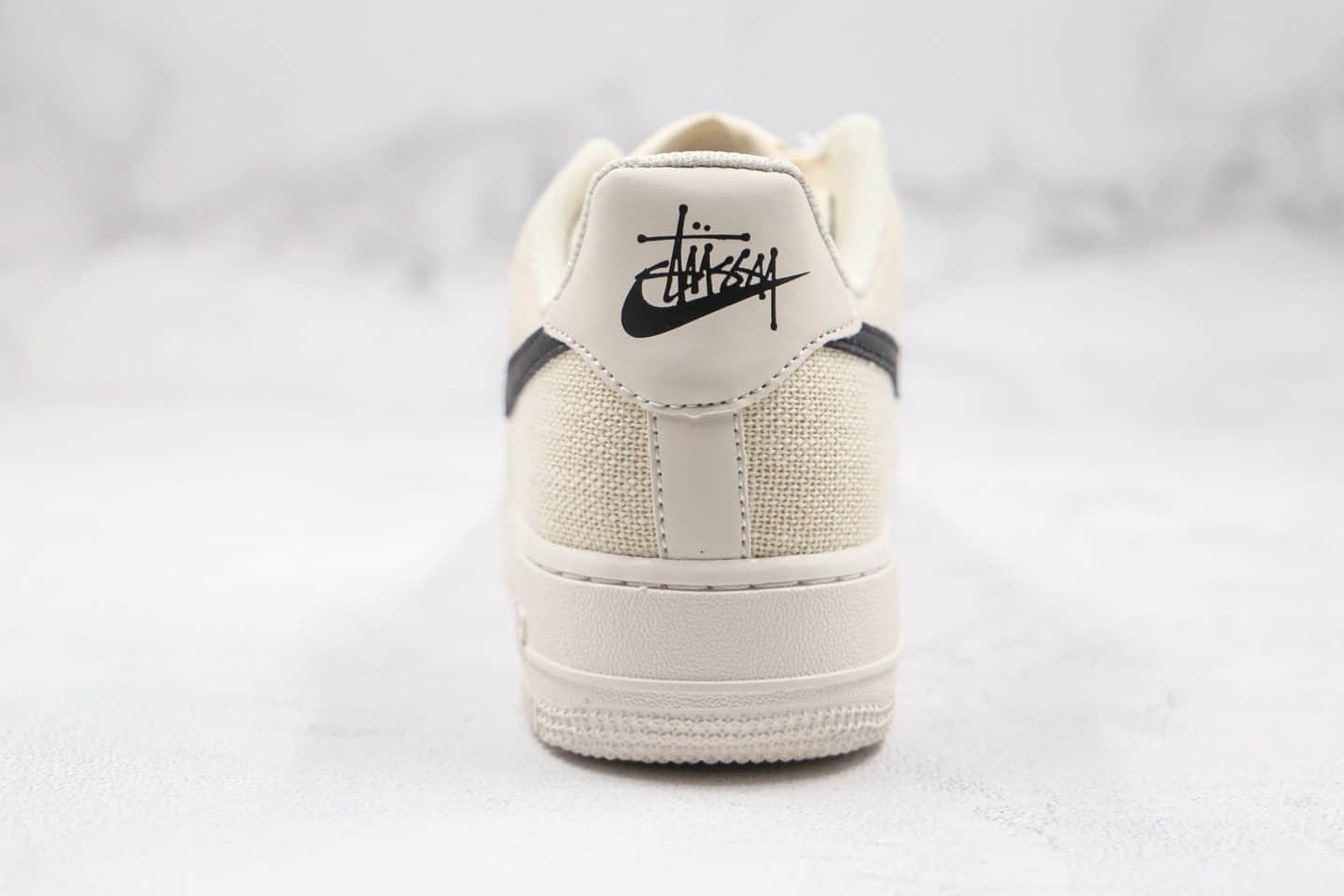 fossil color x stussy纯原版本斯图西联名款低帮麻布米白色空军一号