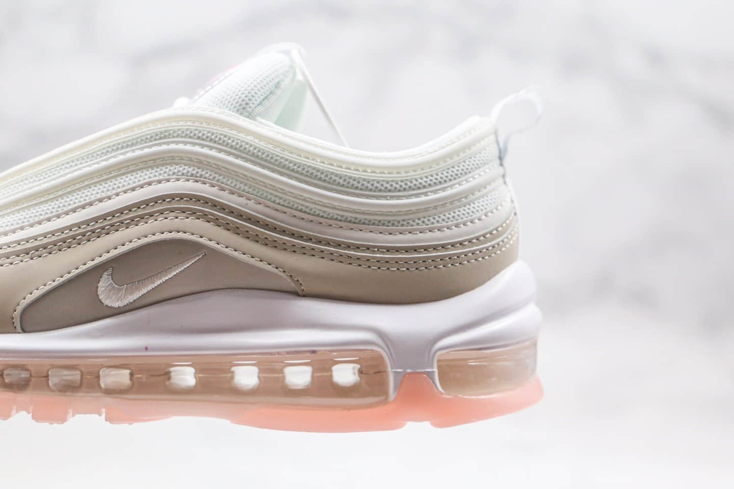耐克nikeairmax97gs纯原版本子弹气垫跑鞋米白粉色区别市面通货货号ct