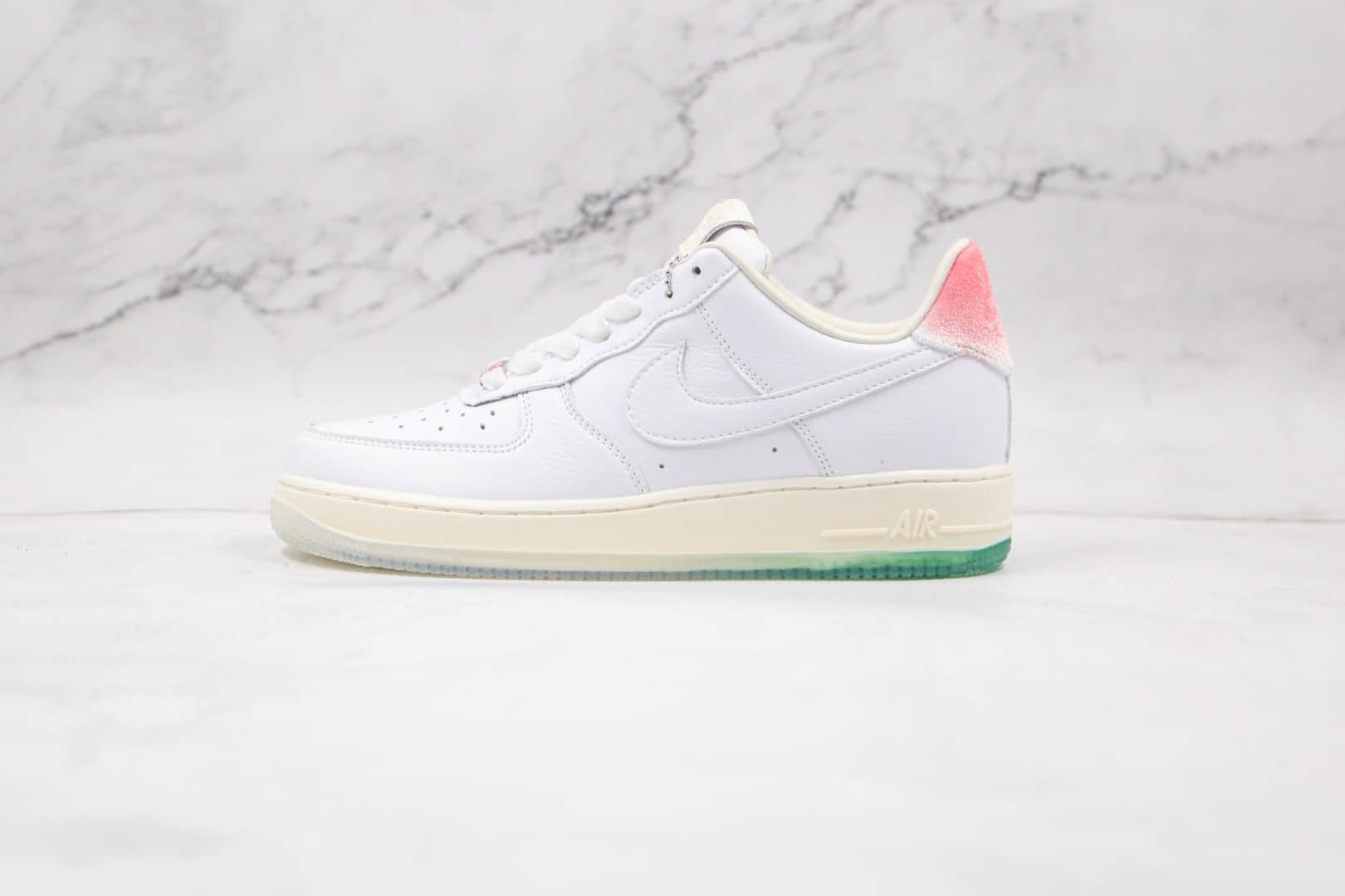 耐克nikeairforce107prm纯原版本低帮空军一号白绿粉寿桃配色板鞋内置