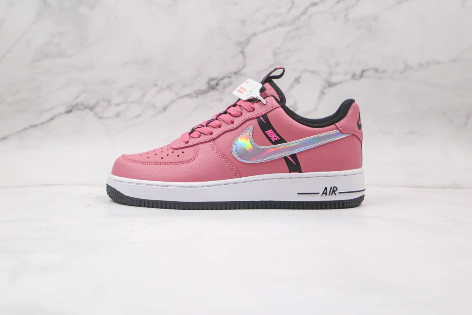 耐克nikeairforce1lvbksa纯原版本低帮空军一号玫红粉色皮面刺绣3m