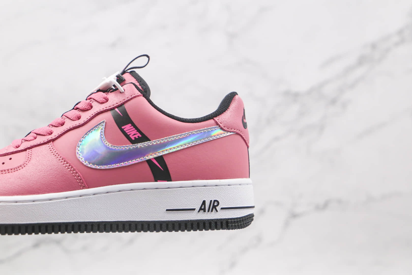 耐克nikeairforce1lvbksa纯原版本低帮空军一号玫红粉色皮面刺绣3m
