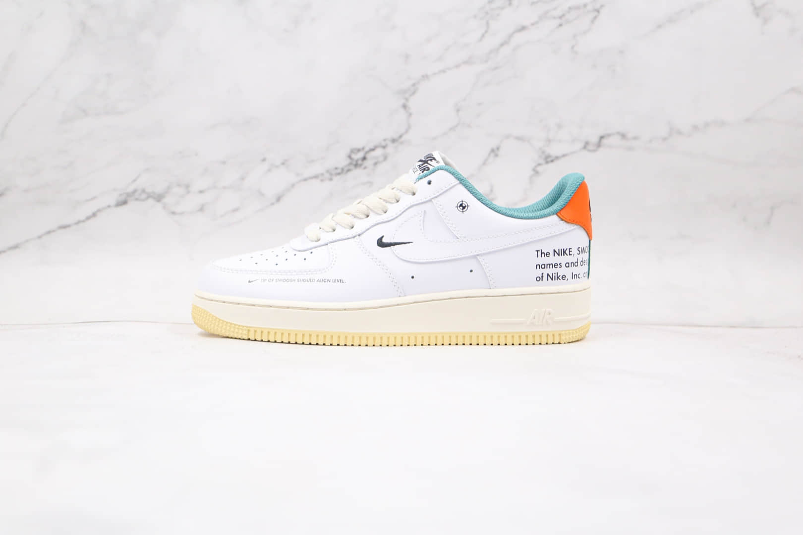 耐克nike air force 1 low纯原版本低帮空军一号白绿橙板鞋内置气垫