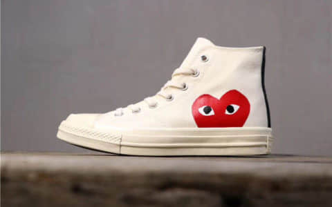 Converse Chuck 70 x CDG Play匡威川久保玲联名白色爱心高帮公司级高品质秒杀市面通货 货号：150205C