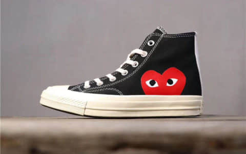 Converse Chuck 70 x CDG Play川久保玲联名黑色爱心高帮公司级高品质原盒原标硫化大底 货号：150204C