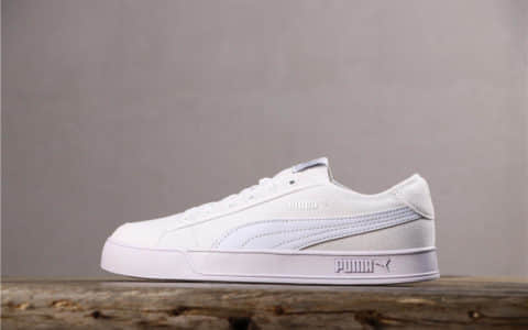 Puma Smash V2 Vulc Cv开口笑全白 彪马公司级帆布开口笑带半码官方新款 货号：365968-03