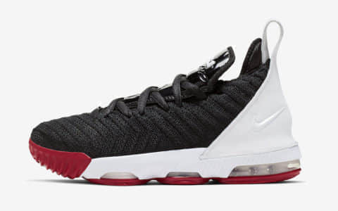 Nike LeBron 16 GS“Bred”即将发布的经典黑白红配色詹姆斯16代篮球鞋 货号：AQ2456-016