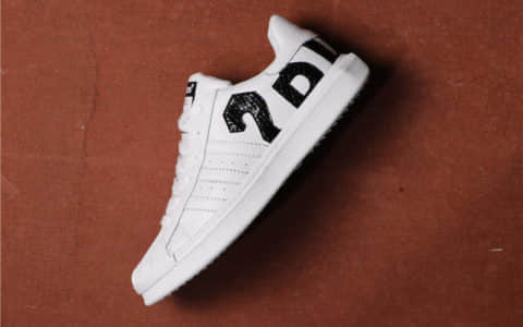 Adidas Superstar 阿迪达斯黑白大logo公司级蓝底原厂刺绣工艺正品鞋楦 货号：B28014
