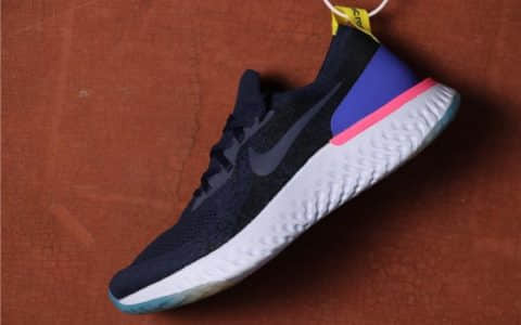 Nike Epic React Flyknit黑蓝 耐克瑞亚跑步鞋高端版本原厂材料原盒钢印 货号：AQ0067-400