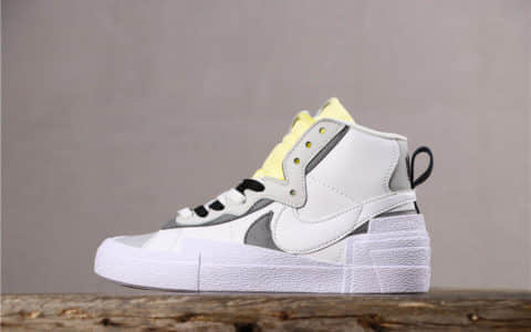 Sacai X Nike Blazer with Dunk耐克开拓者联名灰白米黄真标带半码时装周走秀款 货号：BV8072-001