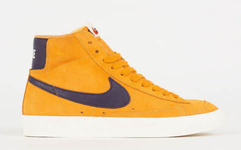 Nike Blazer Mid Vintage芥末黄与紫色的色彩搭配复古十足 货号：CJ9693-800