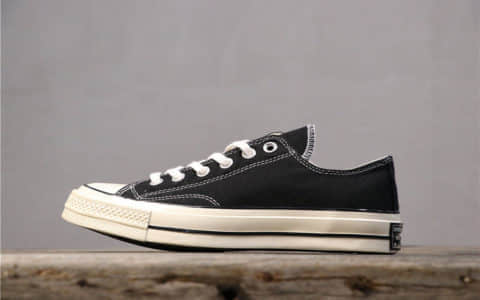 Converse All Star 1970S匡威低帮黑色帆布鞋真标带半码 原装帆布进口亮油超软蓝底 货号：162058C