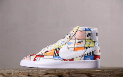 Nike Blazer LOW PRM耐克开拓者七彩真标带半码拼色logo小众精品 货号：CI9887-100