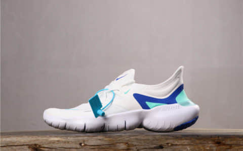 NIKE FREE RN 5.0耐克赤足5.0白蓝轻便跑鞋真标带半码 货号：AQ1316-103