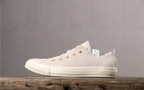 Converse Chuck Taylor All Star Frilly Thrills OX匡威真标硫化工艺低帮卡其色波浪鞋 货号：563418C