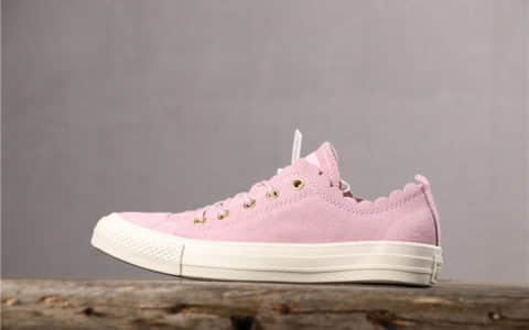 Converse Chuck Taylor All Star Frilly Thrills OX匡威真标硫化工艺低帮进口高丝光麂皮粉色 货号：563416C