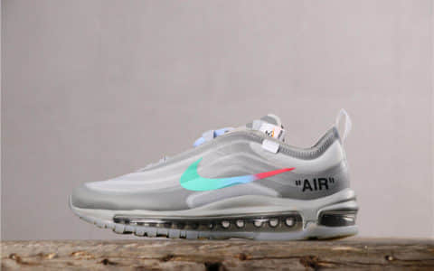 Off-White X Nike Air Max 97 OG耐克联名OW灰色彩虹钩Max97原档案数据开发 货号：AJ4585-101