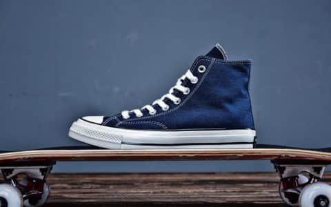 Converse Chuck 70 Pop匡威真标硫化底复古牛仔蓝高帮情侣鞋 货号：164945C