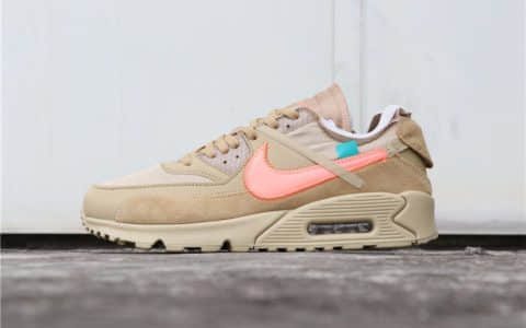 耐克联名款Off-White x Nike Air Max 90 2.0沙漠黄纯原版本正确细节蓝色防伪扣三色鞋带 货号：AA7293-200