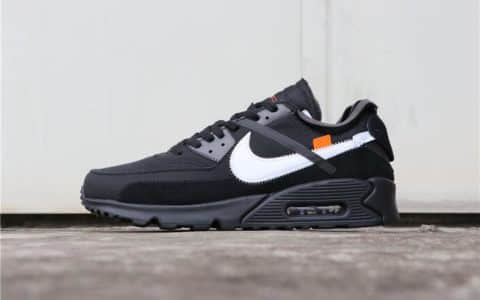 耐克联名款Off-White x Nike Air Max 90 2.0黑白公司级牛巴革鞋身搭配网格面材质 货号：AA7293-001