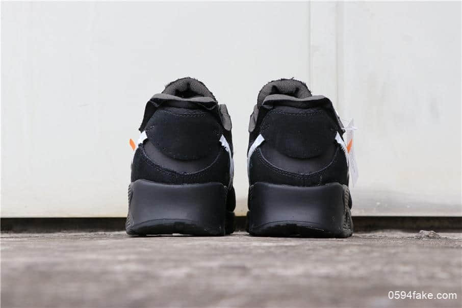 耐克联名款Off-White x Nike Air Max 90 2.0黑白公司级牛巴革鞋身搭配网格面材质 货号：AA7293-001