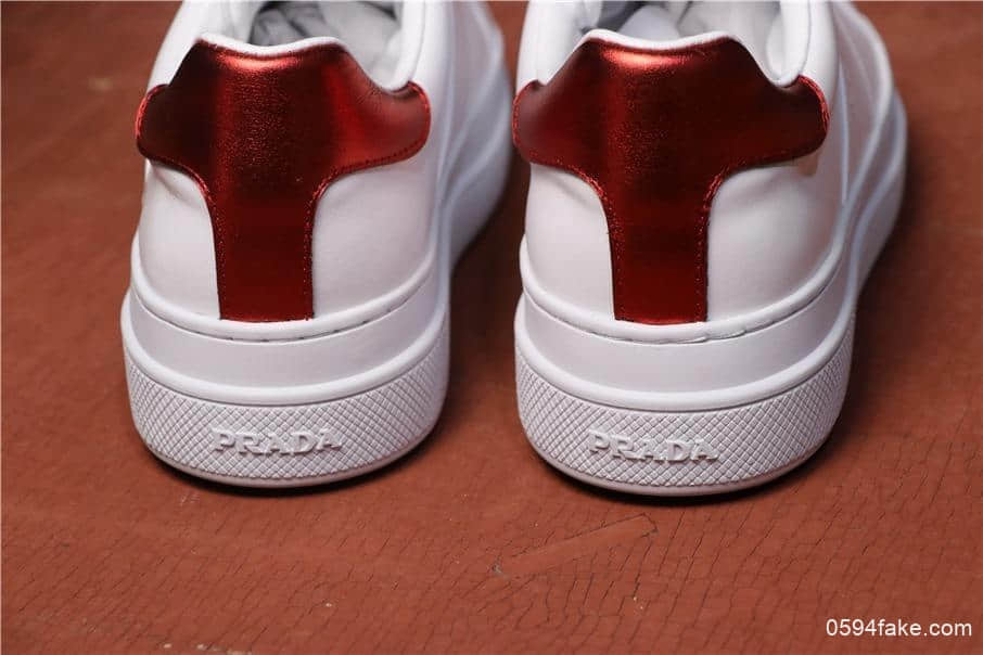 Prada Calfskin Platform Sneakers普拉达纯原品质白漆银红真标高端牛皮休闲运动鞋