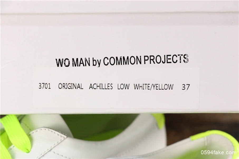 Common Projects白荧光绿小白鞋公司级水瓶座专柜全套包装小牛头层皮 货号：3701