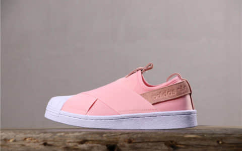 阿迪达斯Adidas SUPERSTAR SLIP ON W S公司级贝壳头十字交叉绑带一脚蹬 货号：S76408