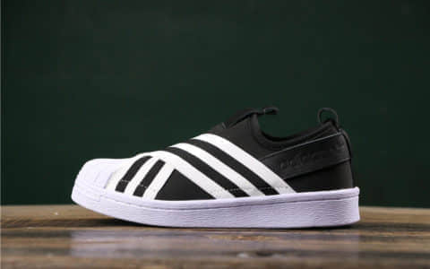 阿迪达斯Adidas SUPERSTAR SLIP ON W S贝壳头情侣休闲交叉绑带条纹配毒标实体店可充正 货号：AC8582