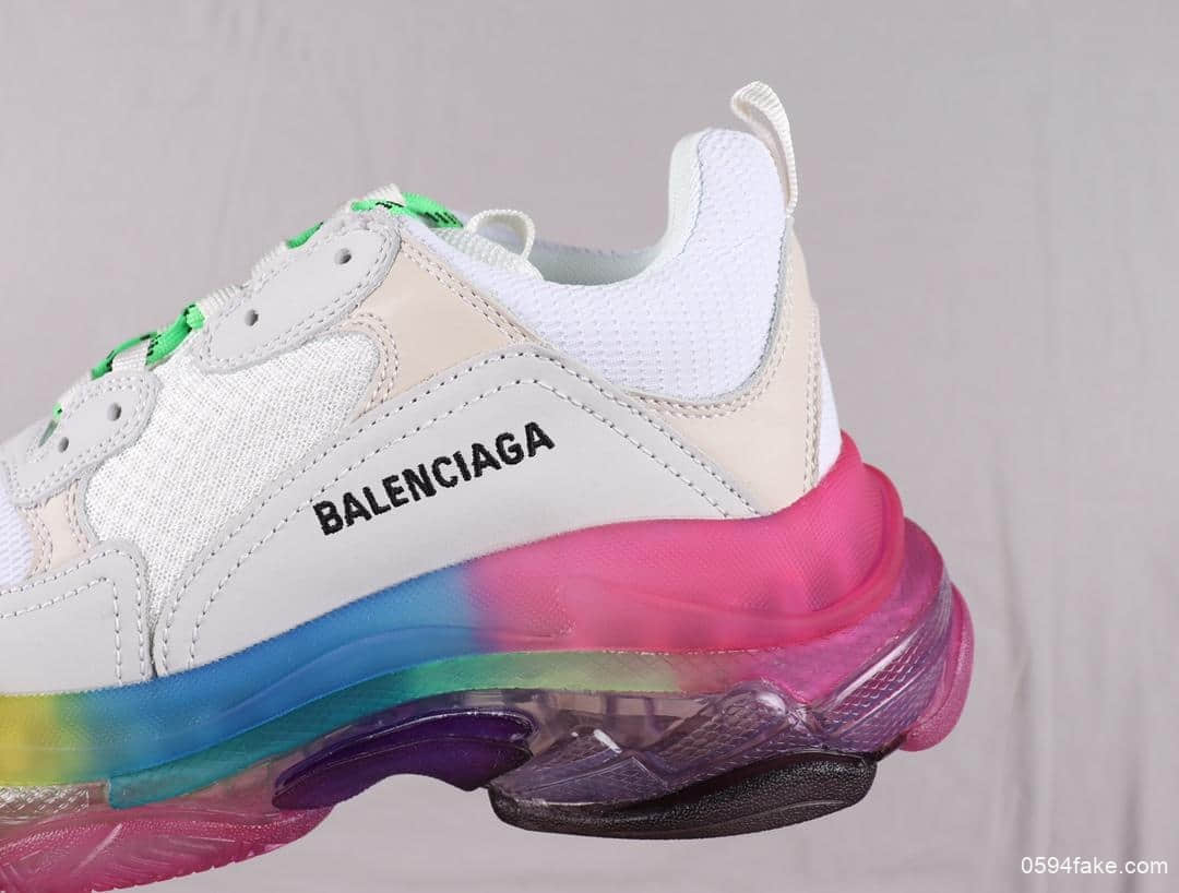 巴黎世家Balenciaga Triple S气垫老爹鞋彩虹官方纯原版本正确字体电绣 货号：541624W09E11895