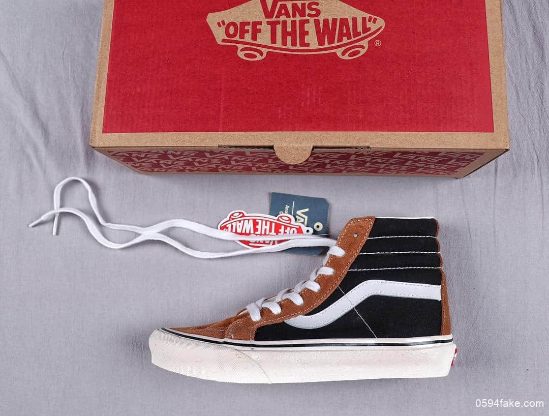 万斯Wans SK8 HI真标硫化工艺原厂DT钢印带半码安纳海姆系列复古高帮板鞋 货号：VN0A38GFUQ2
