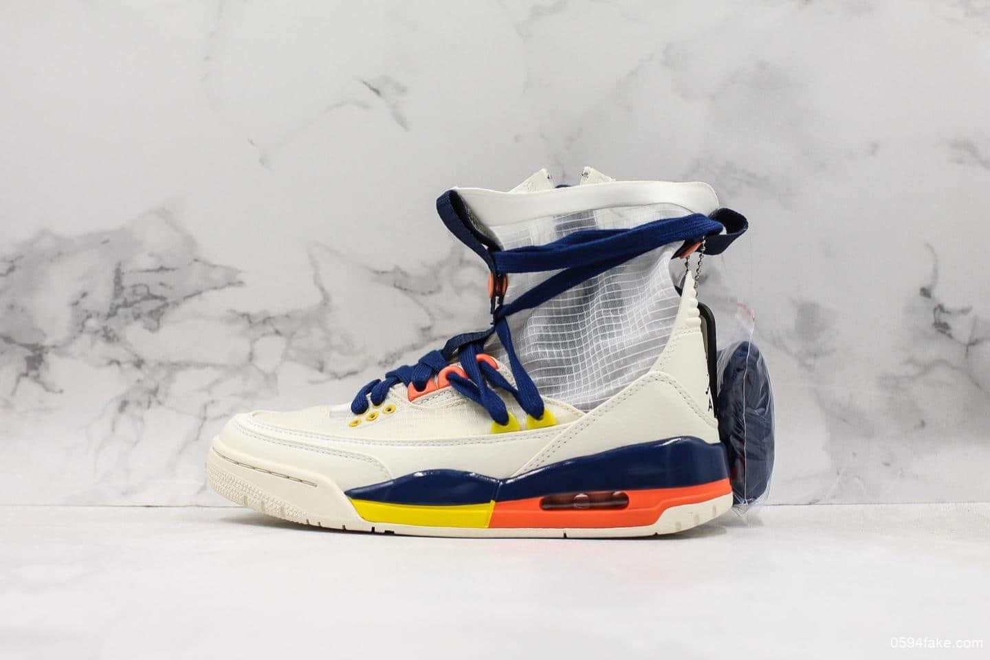 耐克Nike Air Jordan 3 RTR EXP Lite公司级AJ3白蓝配色透明蝉翼休闲穿搭文化篮球中筒靴 货号：BQ8394-100