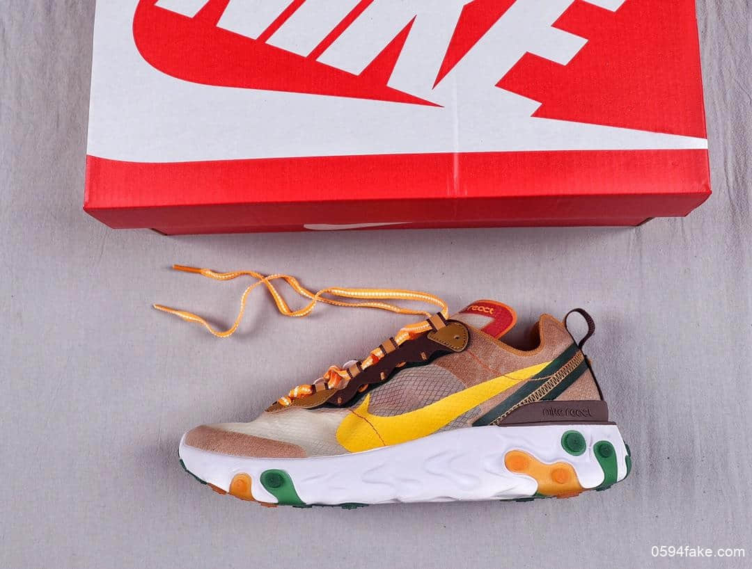 耐克UNDERCOVER x Nike Upcoming React Element 87公司级反应元素半透明系列前卫慢跑鞋水泥灰橙色正确发售版本 货号：CJ6897-113