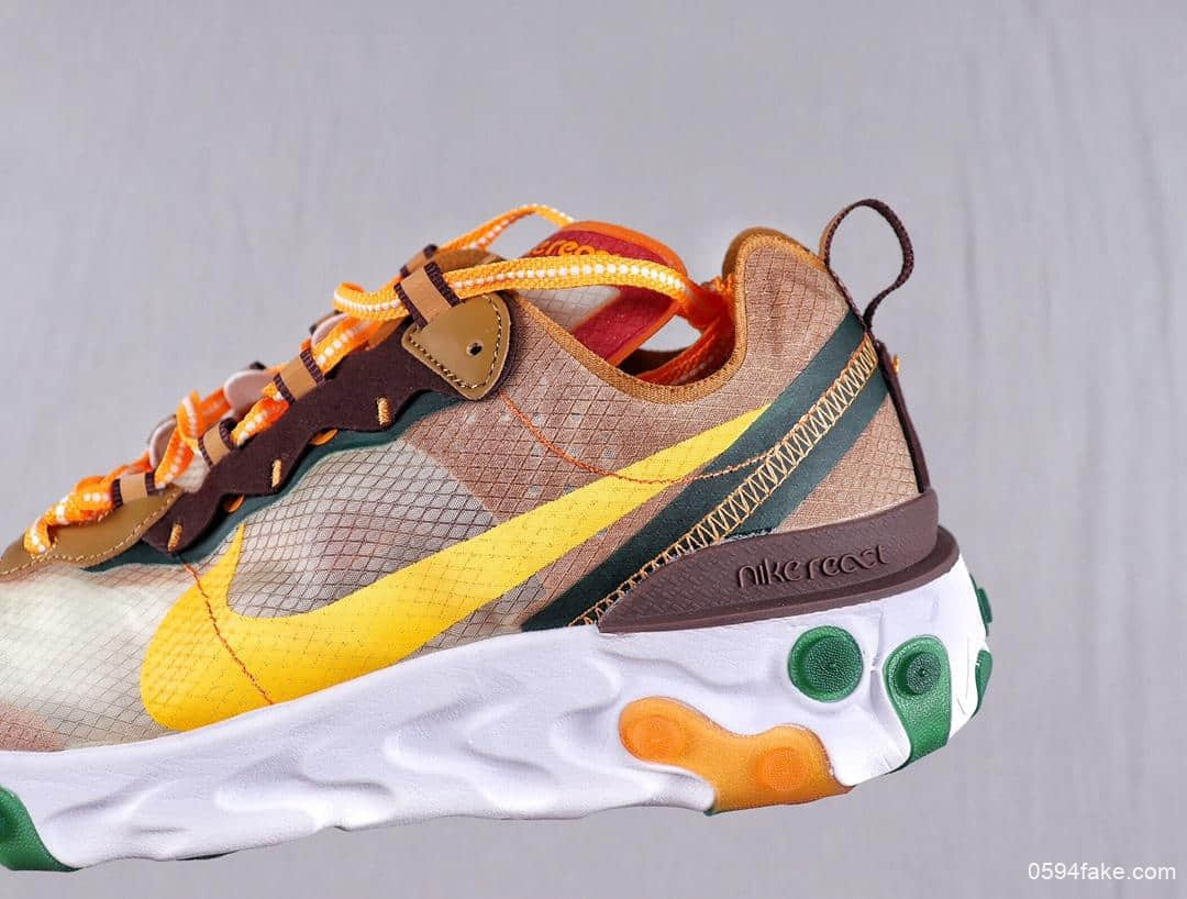 耐克UNDERCOVER x Nike Upcoming React Element 87公司级反应元素半透明系列前卫慢跑鞋水泥灰橙色正确发售版本 货号：CJ6897-113