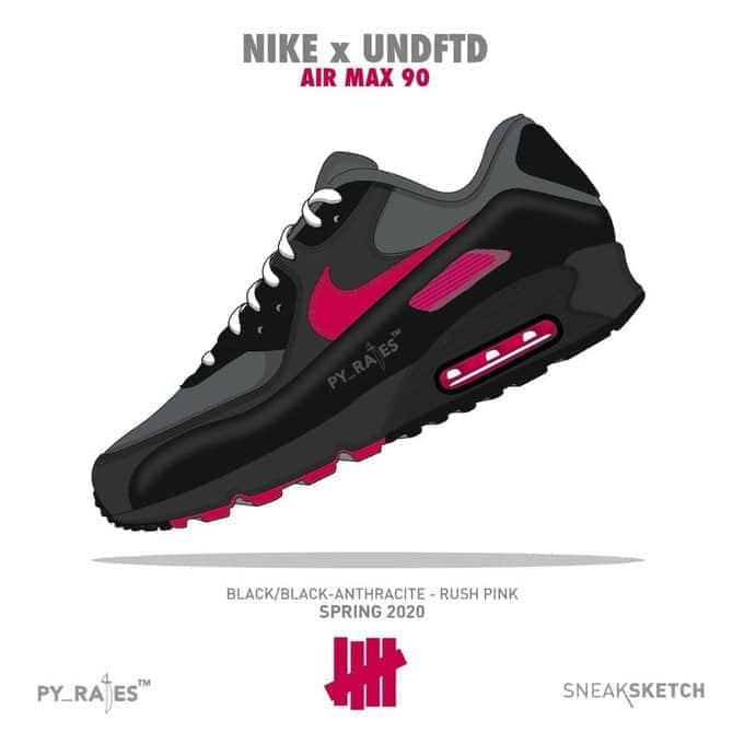 耐克全新Undefeated x Nike Air Max 90三款新配色将于2020年春季推出！