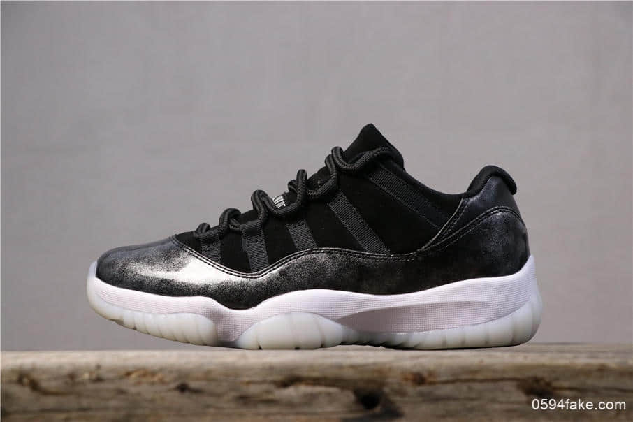 乔丹Air Jordan 11 Low Barons AJ11乔11低帮黑银纯原虎扑版本原装真碳纤维纯头层乔丹实战篮球鞋 货号：528895-010