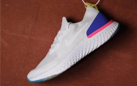 Nike Epic React Flyknit彩虹白 耐克瑞亚纯原级泡沫颗粒编织跑步鞋 货号：AQ0067-101
