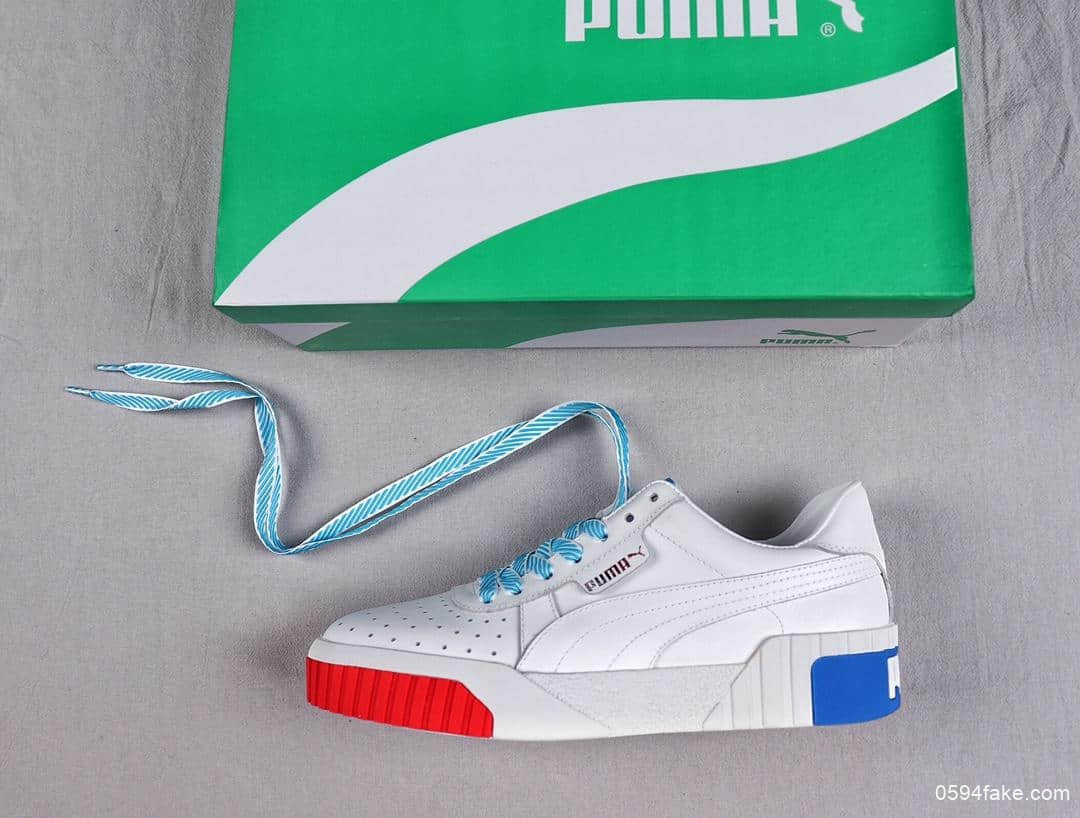 彪马PUMA Cali Women's Leather东莞纯原级复古网球风松糕百搭休闲运动皮革板鞋白皮革宝蓝红 货号：370248-01