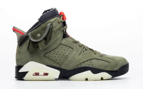 TRAVIS SCOTT x AIR JORDAN 6 “Medium Olive” 乔丹6代全新配色预计于2019年夏季惊喜亮相 货号：CN1084-200