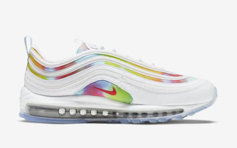 白色的Air MAX 97“TIE-DYE”穿上它才能吹彩虹屁 货号：CK0839-100