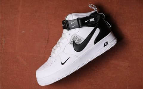 Nike Air Force 1 Mid 07 LV8高帮白黑双勾 耐克公司级带半码空军一号高帮内置气垫 货号：804609-103