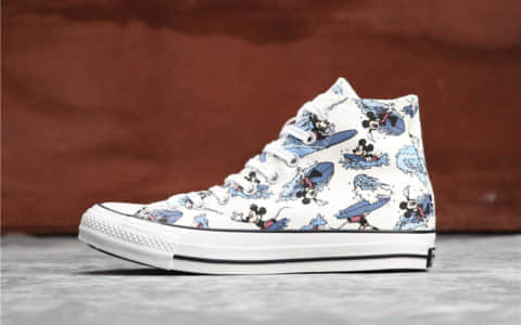 Converse 100周年ALL STAR x迪士尼米老鼠米奇冲浪MICKEY MOUSE SURFI纪念款冲浪白真标高品质 货号：1CK746