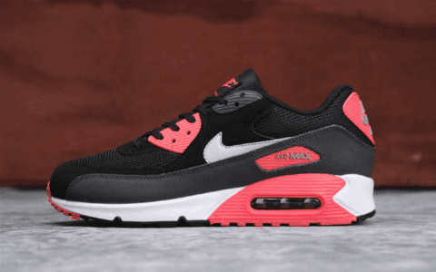 Nike Air Max 90 ESSENTIAL黑白粉 耐克透明气垫网布运动鞋 货号：537384-006