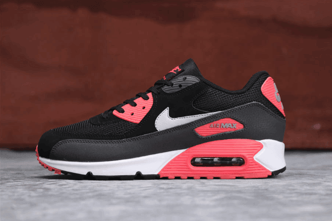 Nike Air Max 90 ESSENTIAL黑白粉 耐克透明气垫网布运动鞋 货号：537384-006