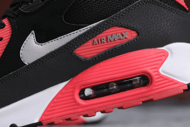 Nike Air Max 90 ESSENTIAL黑白粉 耐克透明气垫网布运动鞋 货号：537384-006