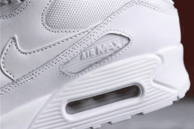Nike Air Max 90 LEATHER纯白色 耐克真标高品质透明气垫复古皮面运动鞋 货号：302519-113