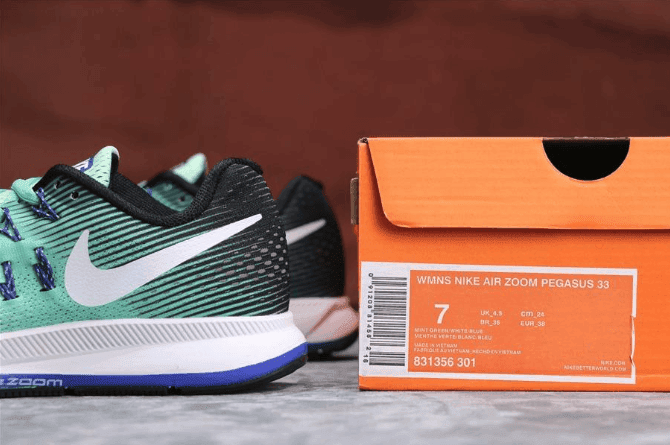 Nike Air Zoom Pegasus 33翡翠绿 耐克真标高品质女鞋登月33代户外运动跑步鞋 货号：831356-304