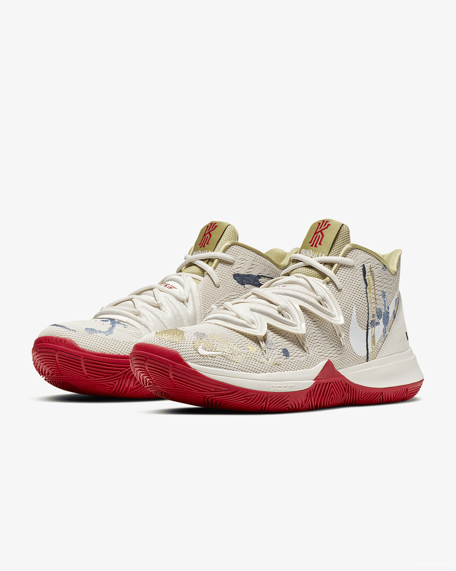 Nike Kyrie 5 Bandulu PE颜料撒了？才不是！是刺绣！ 货号：CK5837-100