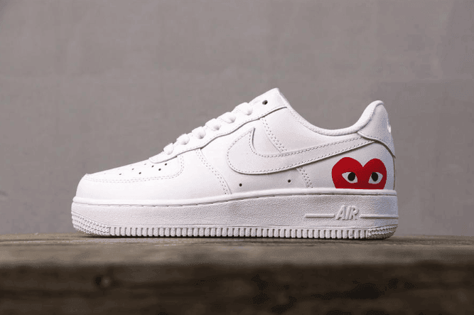 Nike Air Force 1 CDG白色爱心眼睛 耐克空军一号真标带半码情人节限定联名川久保玲 货号：315115-112